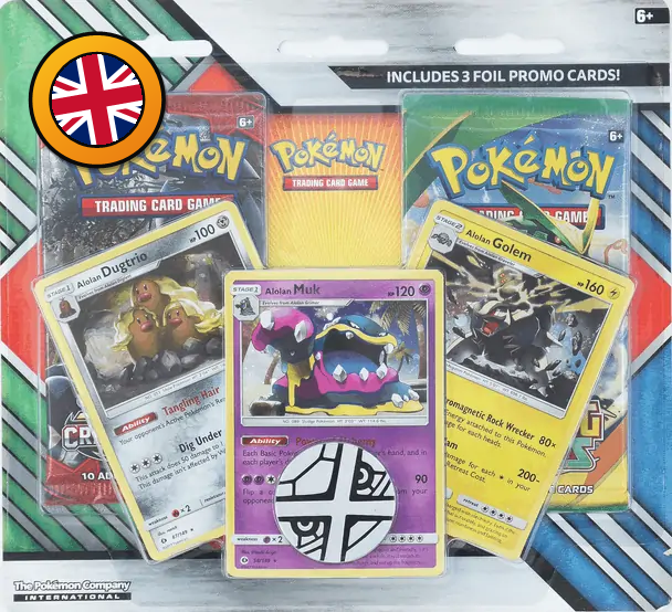 Pokémon TCG: Enhanced 2-Pack Blister – Alolan Muk, Alolan Dugtrio & Alolan Golem (Englisch)