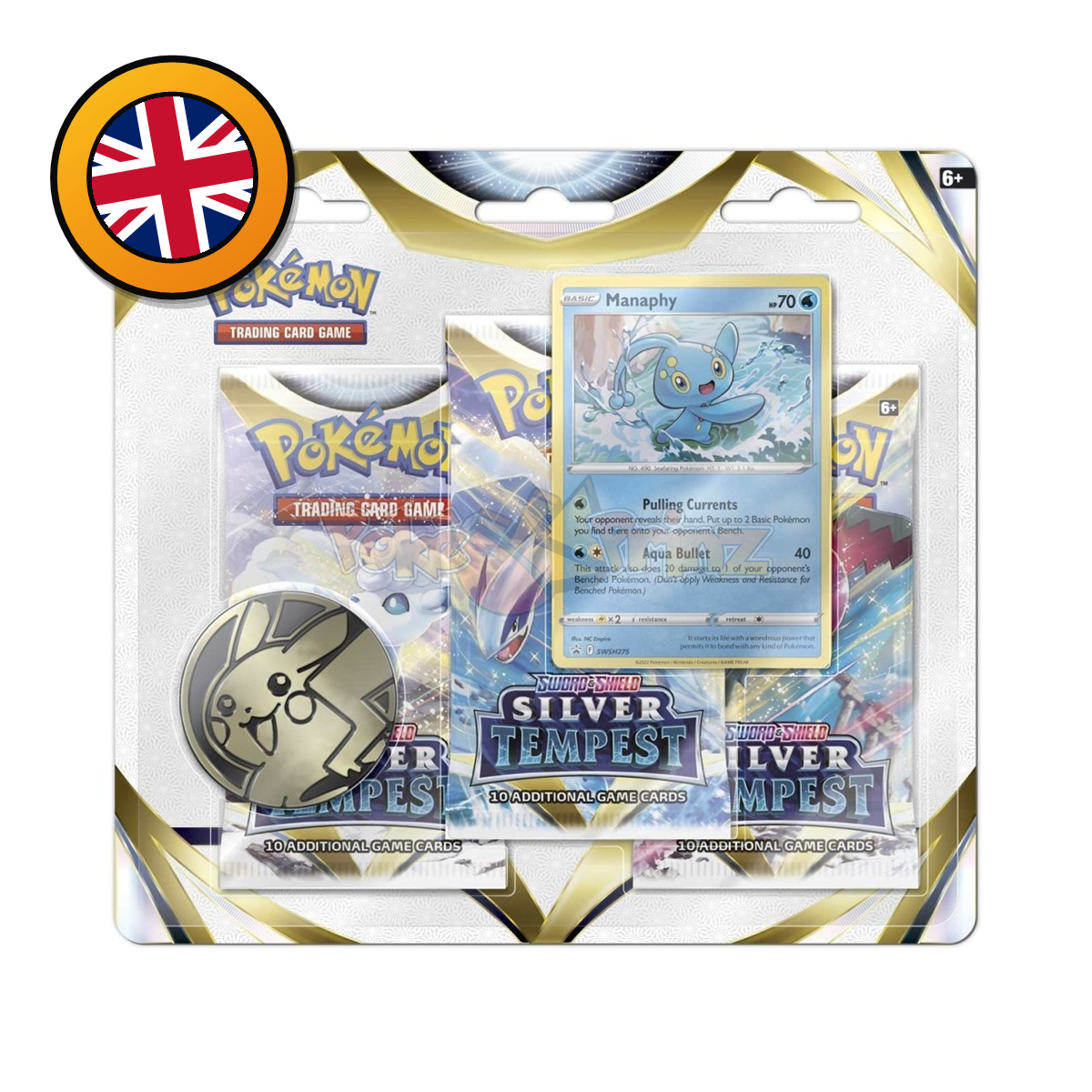 Pokémon TCG: Silver Tempest 3-Pack Blister – Manaphy Promo SWSH275 (Englisch) (dB)