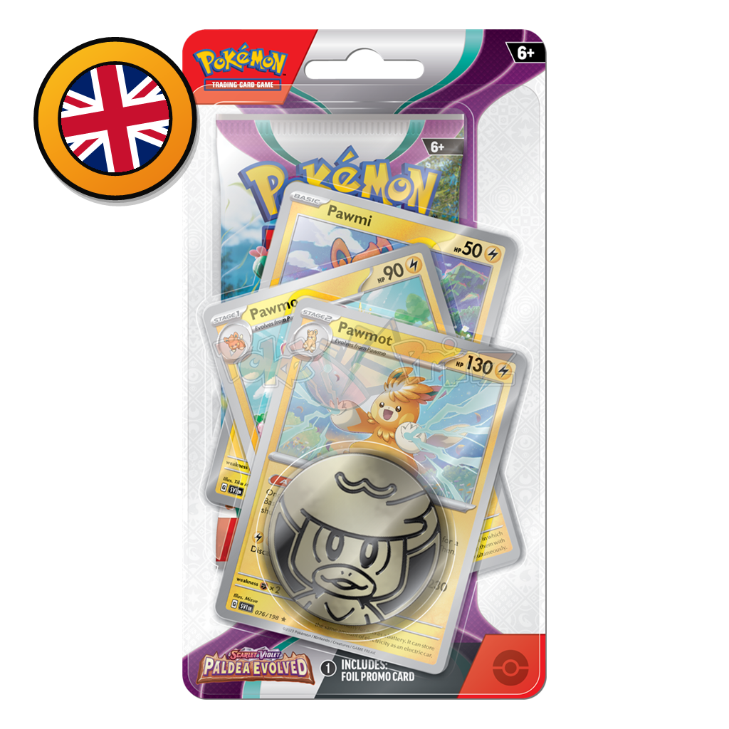 Pokémon TCG: Scarlet & Violet – Paldea Evolved Premium Checklane Blister – Arboliva oder Pawmot (Englisch) (dB) - PokéPrinz