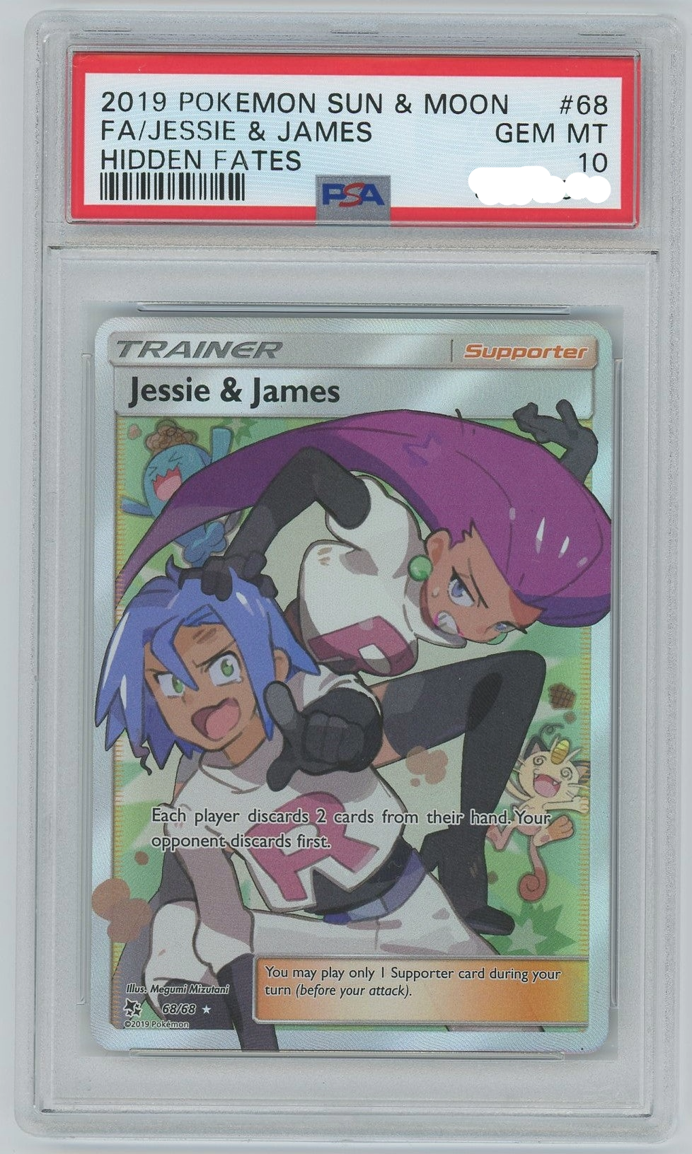 PSA 10 2019 POKEMON SUN & MOON HIDDEN FATES #68 FULL ART/JESSIE & JAMES - PokéPrinz