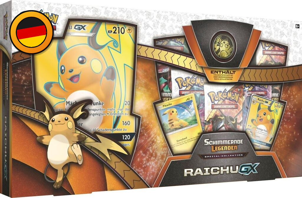 Pokémon-Sammelkartenspiel: Schimmernde Legenden – Raichu-GX Special Collection (Deutsch)