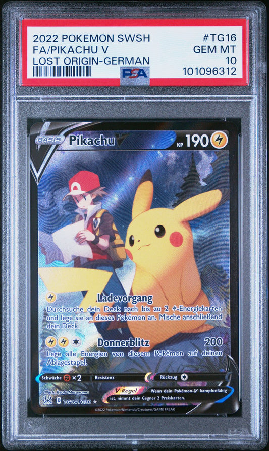 PSA 10 – Pikachu V Full Art #TG16 (2022 Pokémon Schwert & Schild: Verlorener Ursprung – Trainer-Galerie) - PokéPrinz