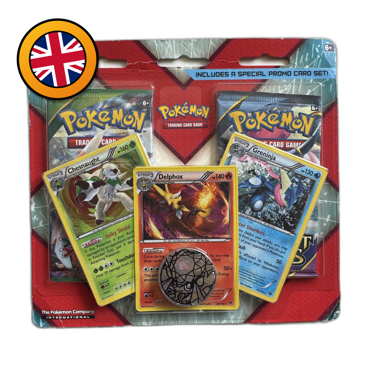 Pokémon TCG: XY 2-Pack Blister – Kalos-Starter Chesnaught, Delphox & Greninja (Englisch)