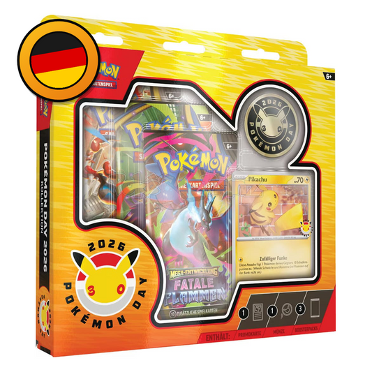Pokémon TCG: Pokémon Day 2026 Kollektion – Einzel & Case mit 6 Boxen (Deutsch) – Sealed OVP (dB)