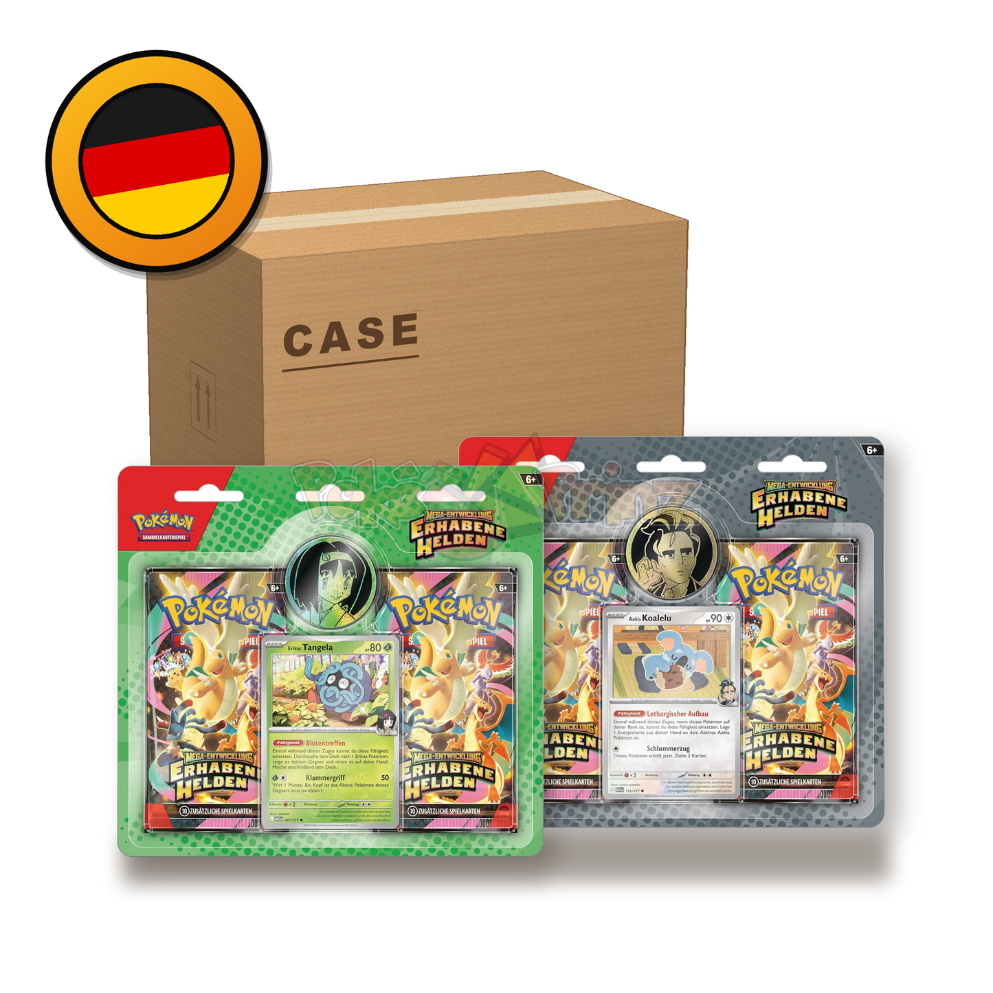Pokémon TCG: Mega-Entwicklung – Erhabene Helden 2-Pack Blister Case (12 Blister) – Deutsch – Sealed OVP (dB)