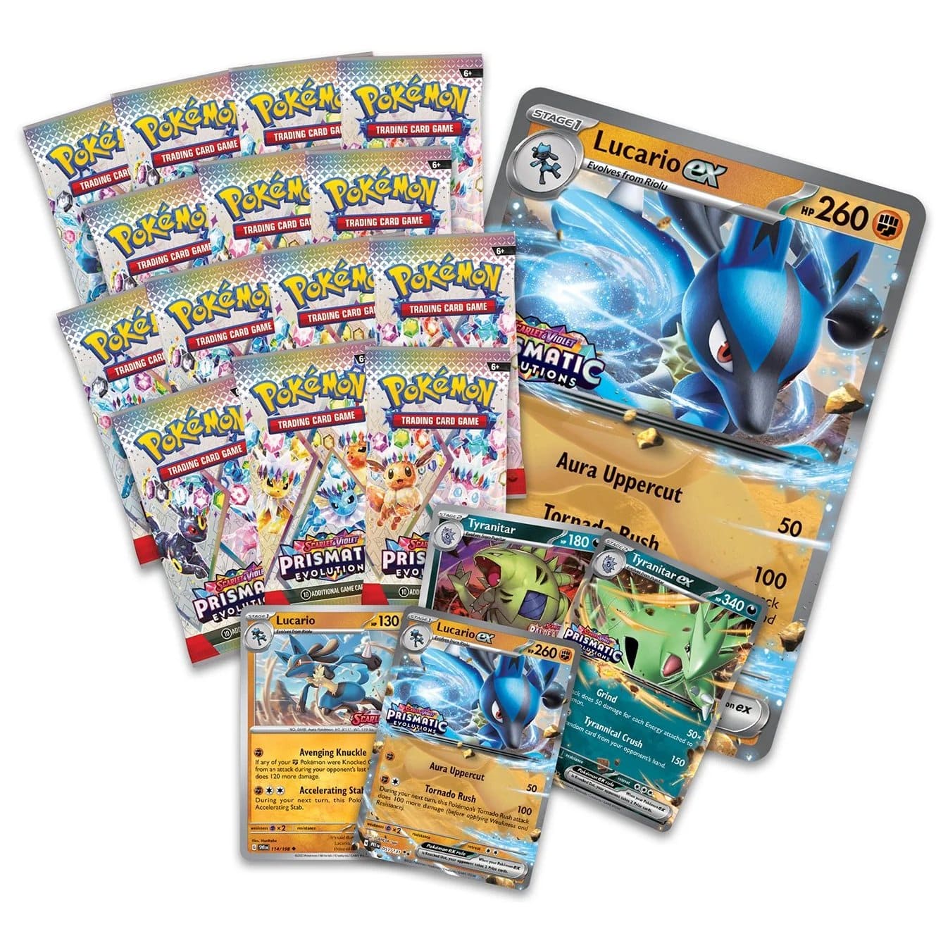 Pokémon Prismatic Evolutions Lucario ex & Tyranitar ex Premium Collection
