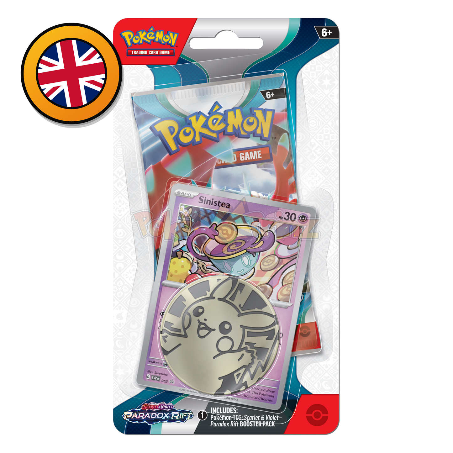 Pokémon TCG: Scarlet & Violet – Paradox Rift 1-Pack Blister – Sinistea oder Pineco (Englisch) (dB)