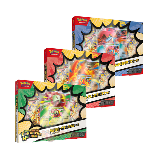 Pokémon Erhabene Helden: Mega-ex-Kollektion – Mega-Flambirex-ex / Mega-Impergator-ex / Mega-Meganie-ex | OVP