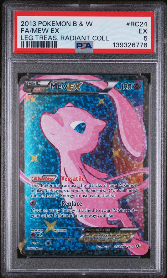 PSA 5 - 2013 POKEMON BLACK & WHITE LEGENDARY TREASURES RADIANT COLLECTION #RC24 FULL ART/MEW EX - PokéPrinz