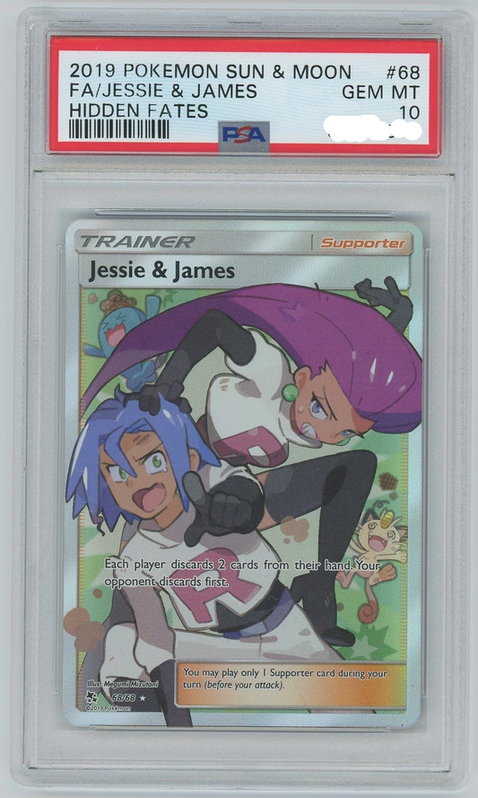 PSA 10 2019 POKEMON SUN & MOON HIDDEN FATES #68 FULL ART/JESSIE & JAMES - PokéPrinz